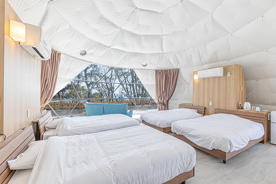 high-ceilinged dome tents